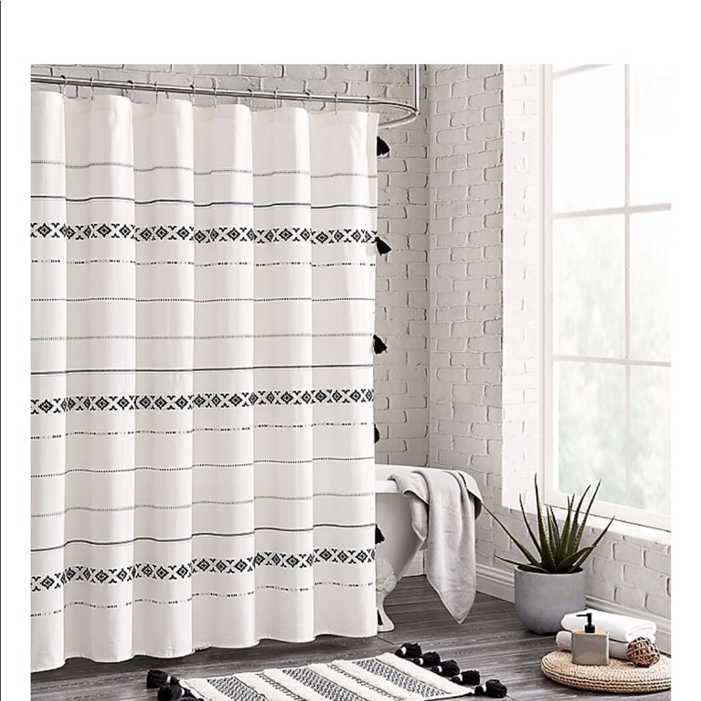 Moroccan shower curtain.